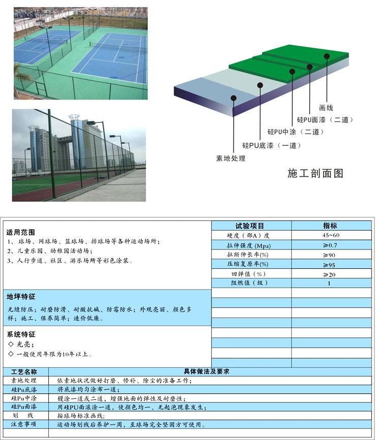 硅PU球场材料